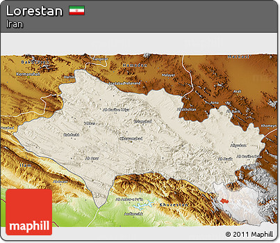 Shaded Relief 3D Map of Lorestan, physical outside