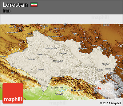 Shaded Relief 3D Map of Lorestan, physical outside