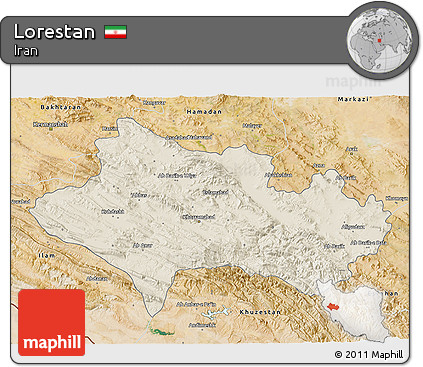 Shaded Relief 3D Map of Lorestan, satellite outside