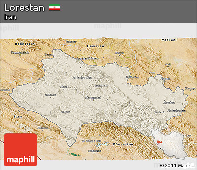 Shaded Relief 3D Map of Lorestan, satellite outside