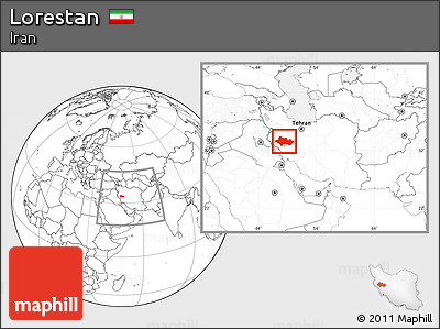 Blank Location Map of Lorestan, within the entire country
