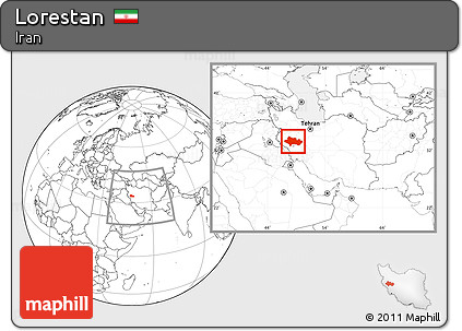 Blank Location Map of Lorestan, within the entire country