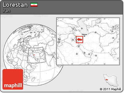 Blank Location Map of Lorestan, within the entire country
