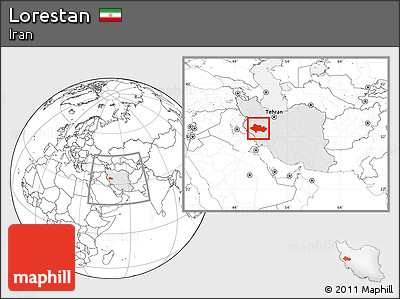 Blank Location Map of Lorestan, highlighted country, within the entire country