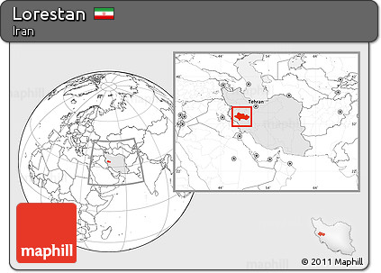 Blank Location Map of Lorestan, highlighted country, within the entire country
