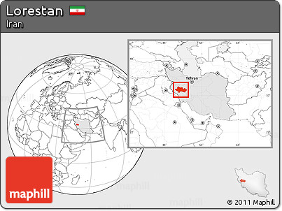 Blank Location Map of Lorestan, highlighted country, within the entire country
