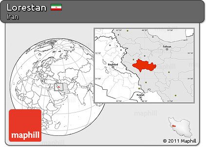 Blank Location Map of Lorestan, highlighted country