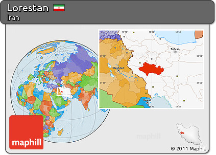 Political Location Map of Lorestan, highlighted country