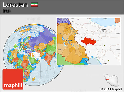 Political Location Map of Lorestan, highlighted country