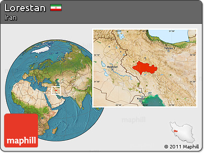 Satellite Location Map of Lorestan