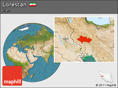Satellite Location Map of Lorestan