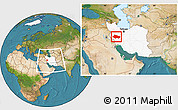 Satellite Location Map of Lorestan, highlighted country, within the entire country
