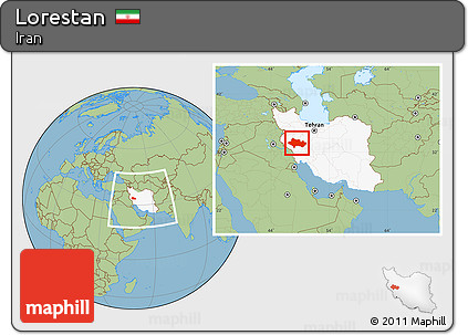 Savanna Style Location Map of Lorestan, highlighted country, within the entire country
