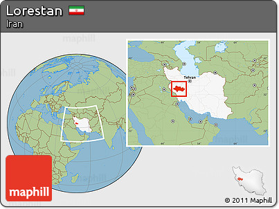 Savanna Style Location Map of Lorestan, highlighted country, within the entire country