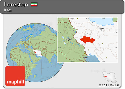 Savanna Style Location Map of Lorestan, highlighted country