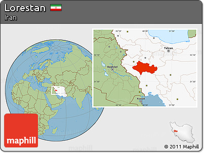 Savanna Style Location Map of Lorestan, highlighted country