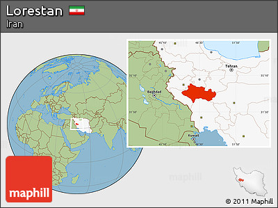 Savanna Style Location Map of Lorestan, highlighted country