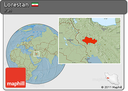 Savanna Style Location Map of Lorestan, hill shading