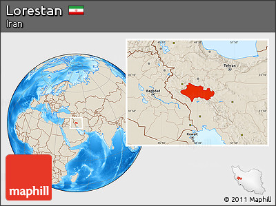 Shaded Relief Location Map of Lorestan
