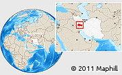 Shaded Relief Location Map of Lorestan, highlighted country, within the entire country