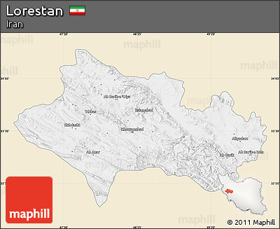Classic Style Map of Lorestan, single color outside