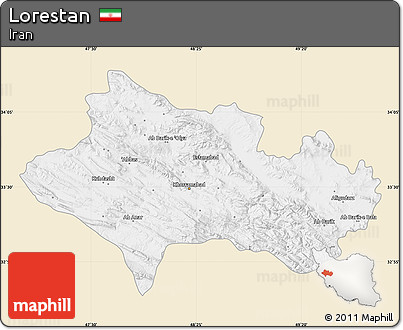 Classic Style Map of Lorestan, single color outside