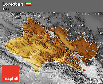 Physical Map of Lorestan, desaturated