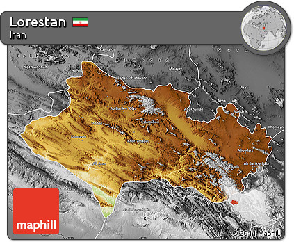 Physical Map of Lorestan, desaturated