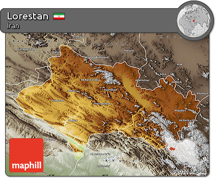 Physical Map of Lorestan, semi-desaturated