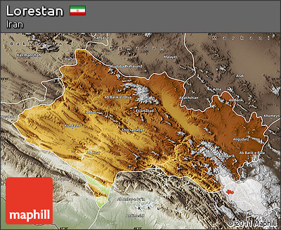 Physical Map of Lorestan, semi-desaturated
