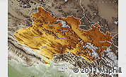 Physical Map of Lorestan, semi-desaturated