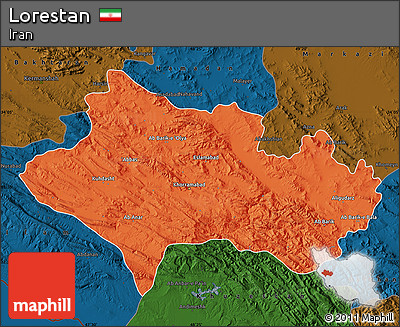 Political Map of Lorestan, darken