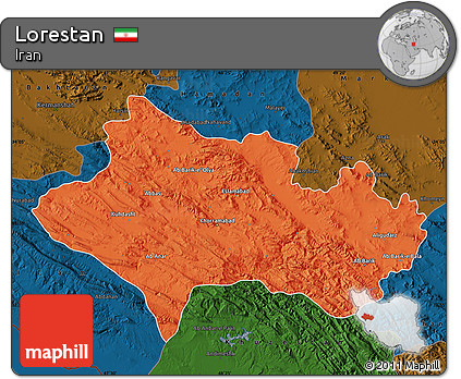 Political Map of Lorestan, darken