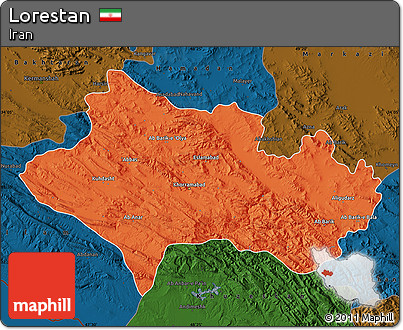 Political Map of Lorestan, darken