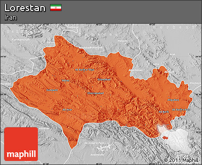 Political Map of Lorestan, lighten, desaturated