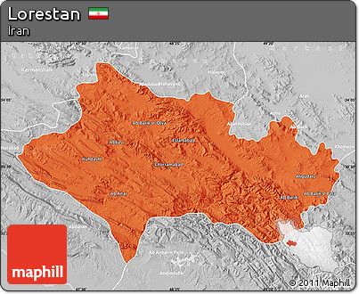 Political Map of Lorestan, lighten, desaturated