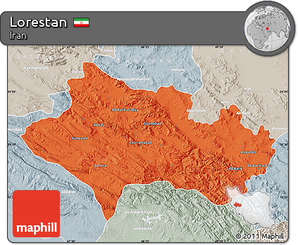 Political Map of Lorestan, lighten, semi-desaturated