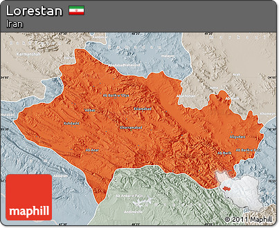 Political Map of Lorestan, lighten, semi-desaturated