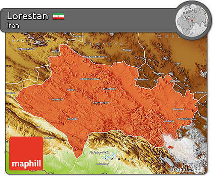 Political Map of Lorestan, physical outside