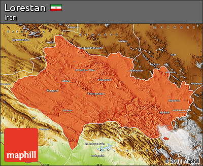 Political Map of Lorestan, physical outside