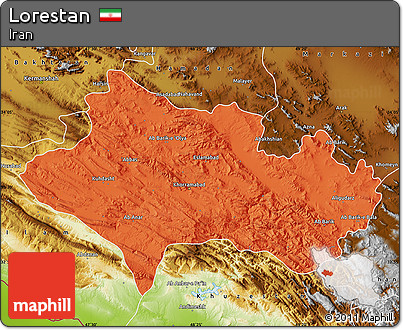 Political Map of Lorestan, physical outside