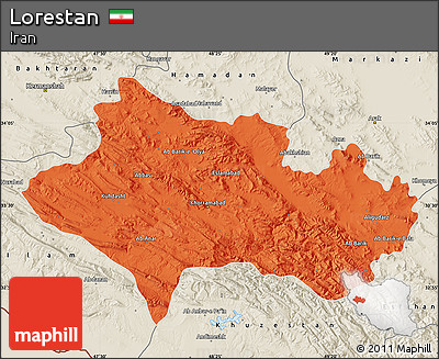 Political Map of Lorestan, shaded relief outside
