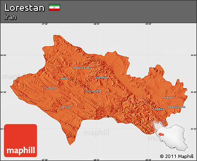 Political Map of Lorestan, single color outside