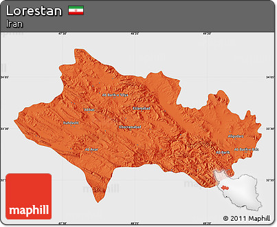 Political Map of Lorestan, single color outside