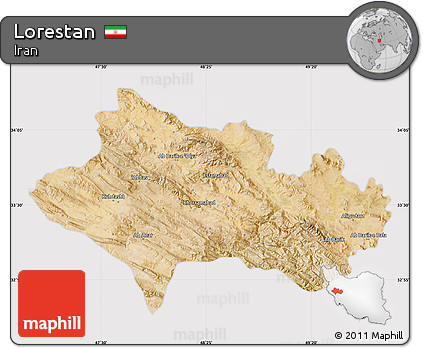 Satellite Map of Lorestan, cropped outside