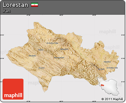 Satellite Map of Lorestan, cropped outside