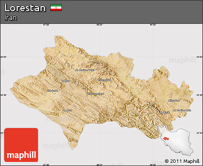 Satellite Map of Lorestan, cropped outside