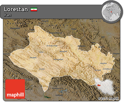 Satellite Map of Lorestan, darken