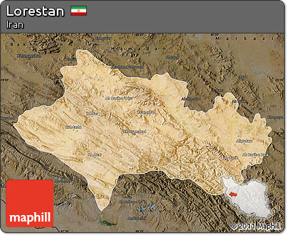 Satellite Map of Lorestan, darken