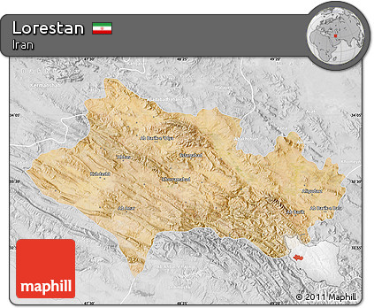 Satellite Map of Lorestan, lighten, desaturated
